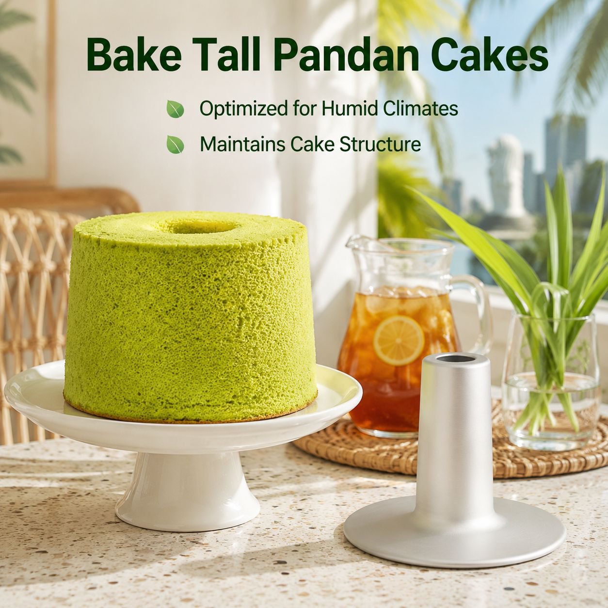 Household Aluminum Alloy Chiffon Cake Chimney Mold, Integrated Removable Bottom Cake Pan