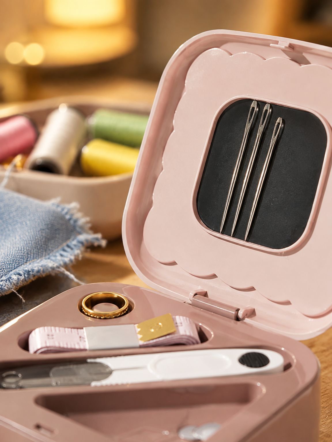 Kit de costura con caja organizadora magnética