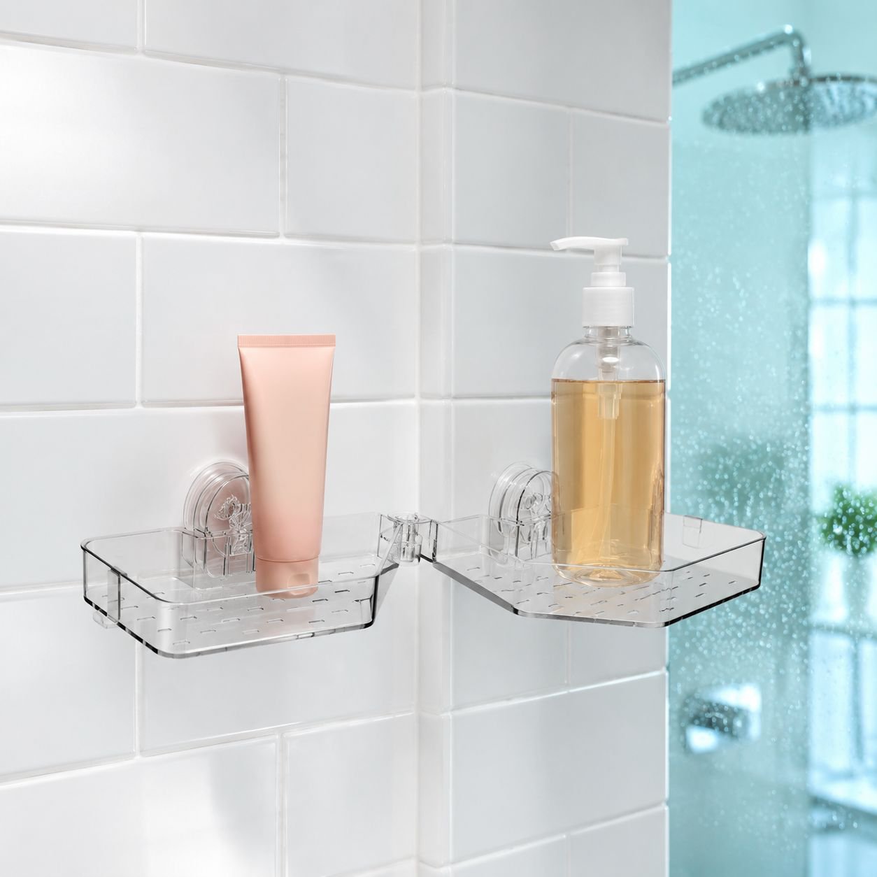 No-drill Suction Cup Bathroom Organizer