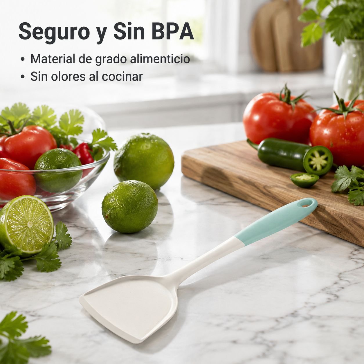Espátula de silicona para utensilios antiadherentes