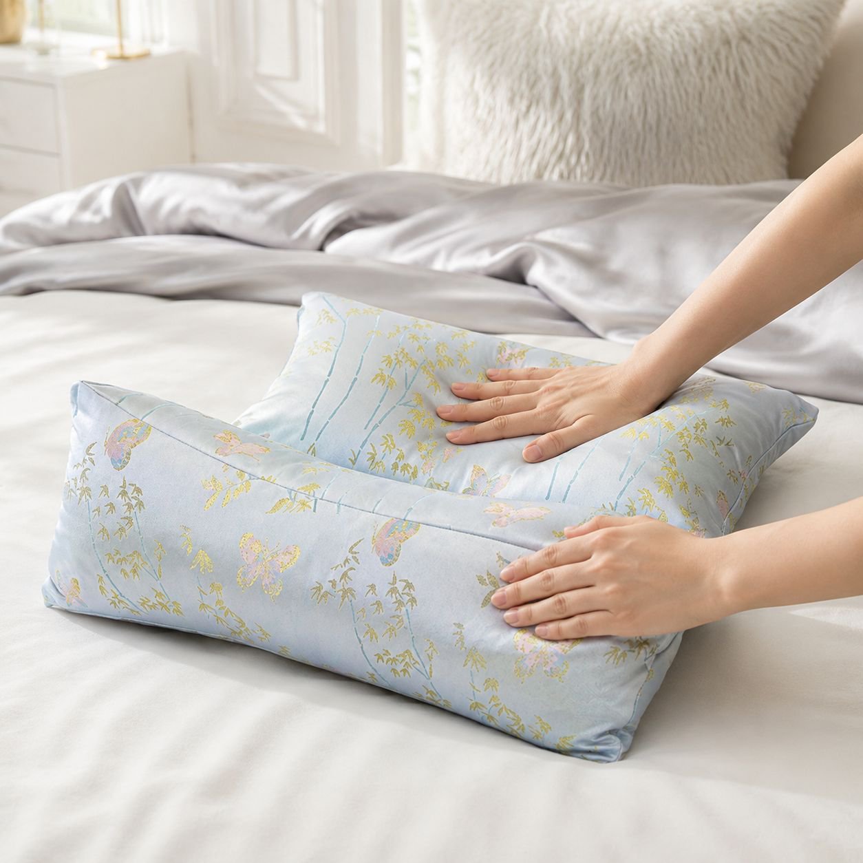 Electric cervical pillow showing heating function