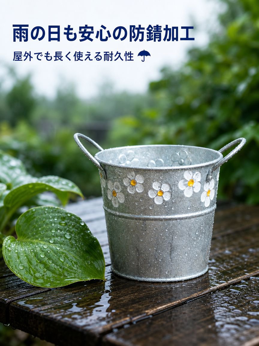 ガーデンブリキバケツ、植木鉢