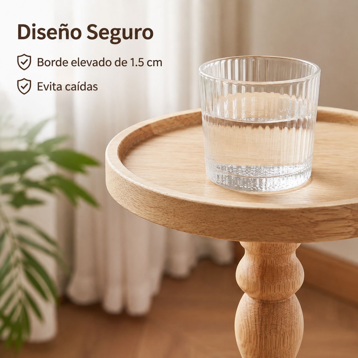 Mesa auxiliar redonda de madera estilo retro