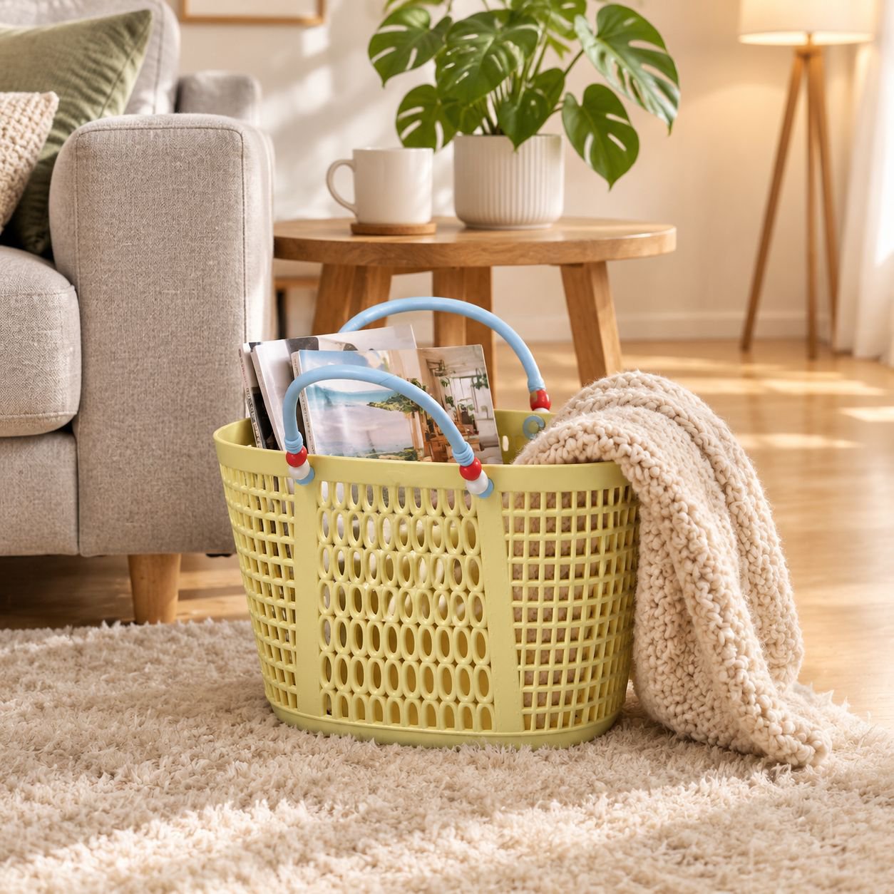 Stylish and lightweight swimming basket in vibrant colors