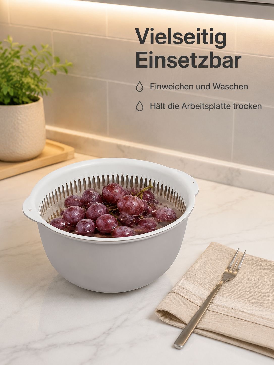 6-teiliges Abtropfkorb-Set für Obst und Gemüse
