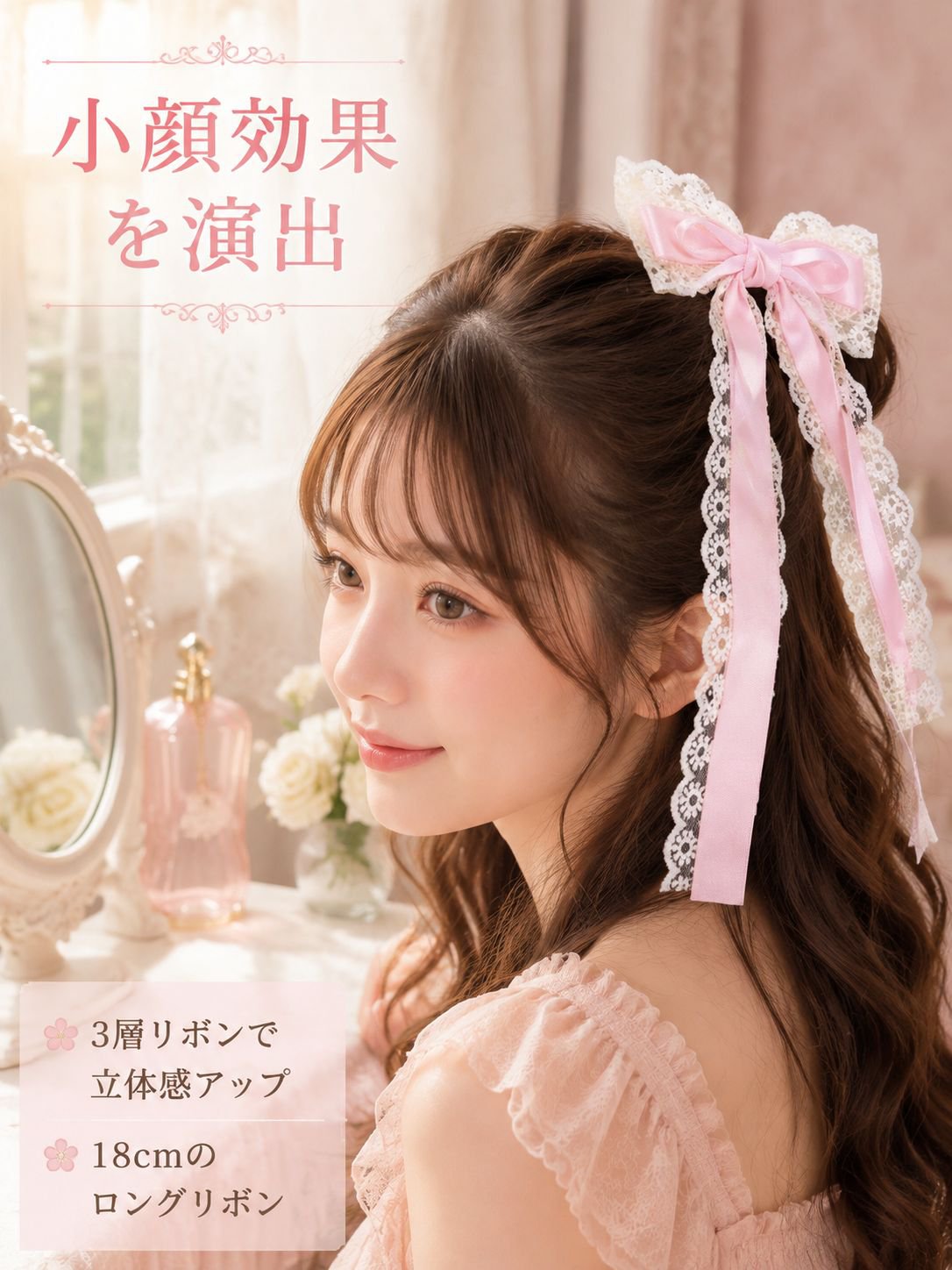 リボンレースのヘアクリップ