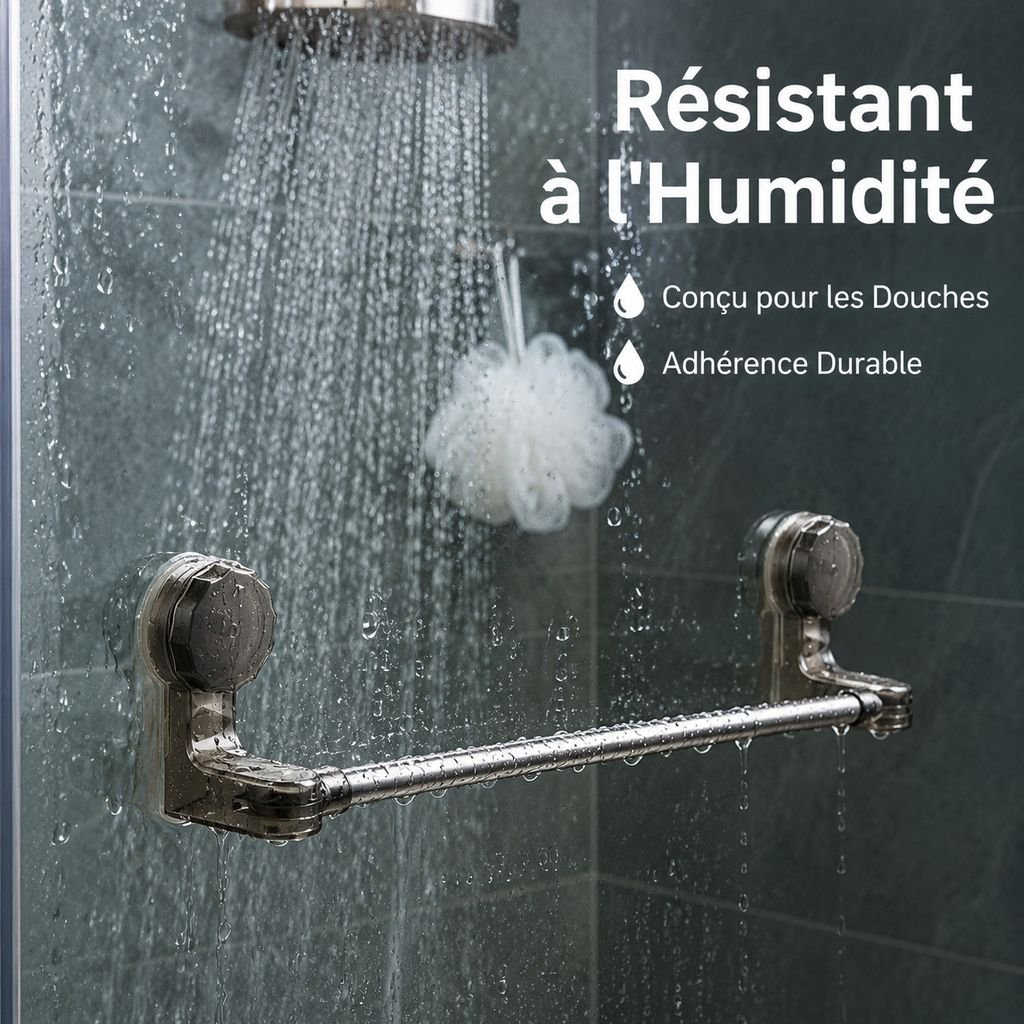 Porte-serviettes à ventouse sans perçage pour salle de bain