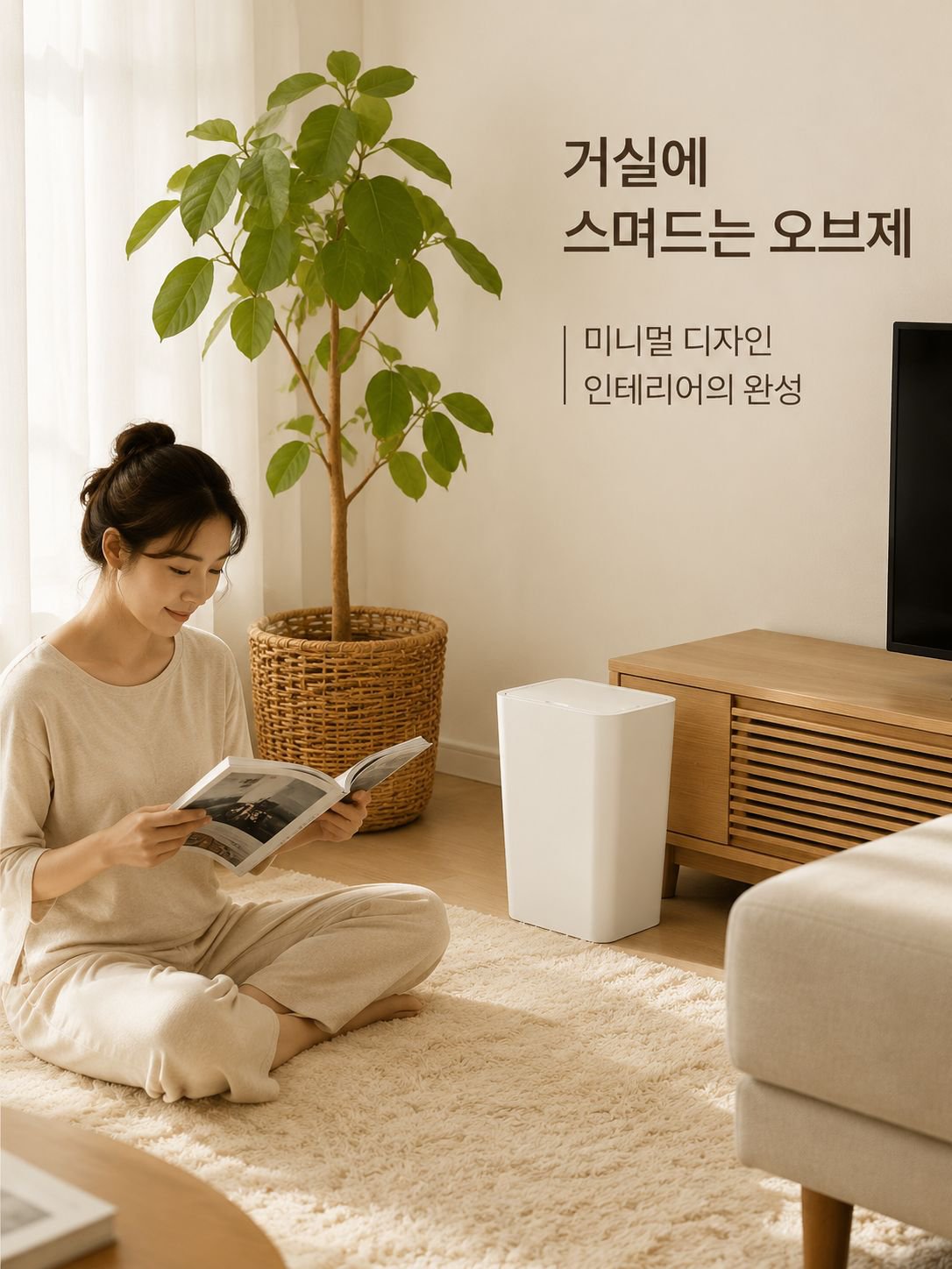 거실 슬림 플라스틱 쓰레기통