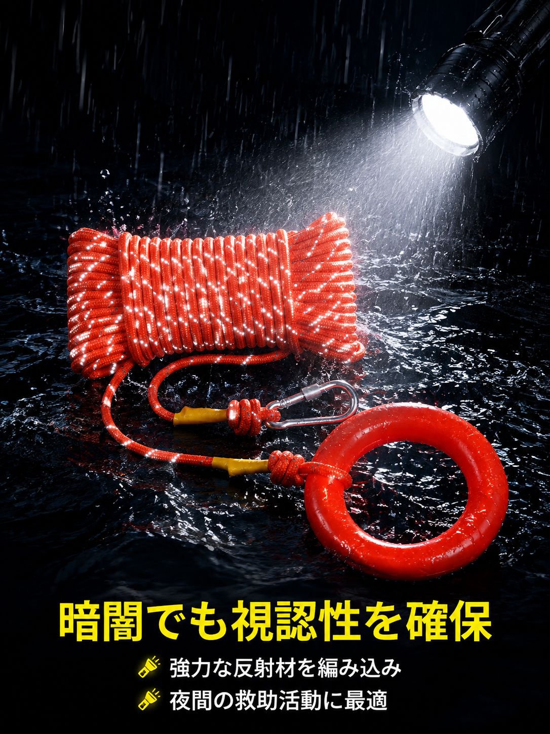 水難救助現場での安全ロープ活用例