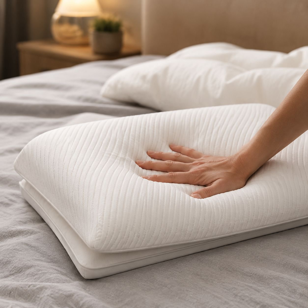 Almohada de cuello de algodón para hotel, versión AB, memoria lenta de rebote, dos en uno