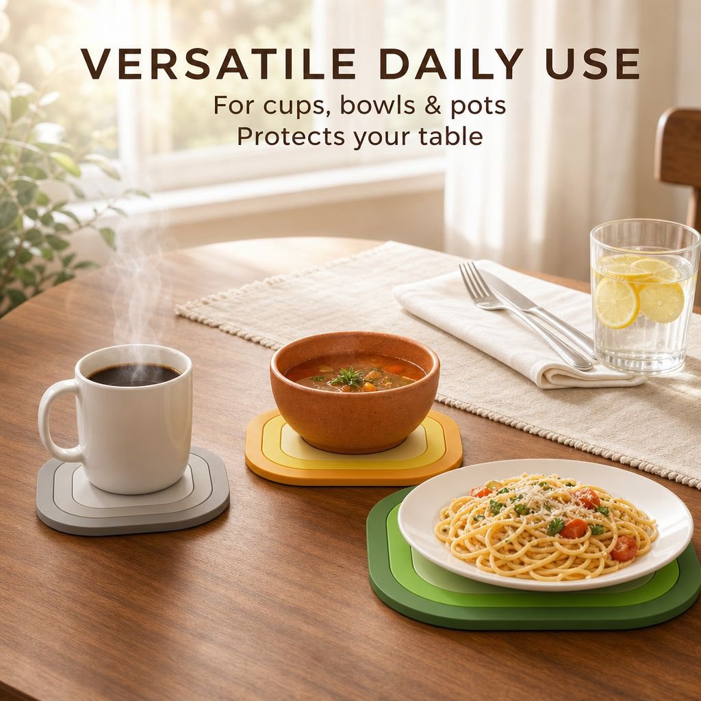 Multi-Functional Heat-Insulated Table Mats, Bowl Mats, and Cup Coasters