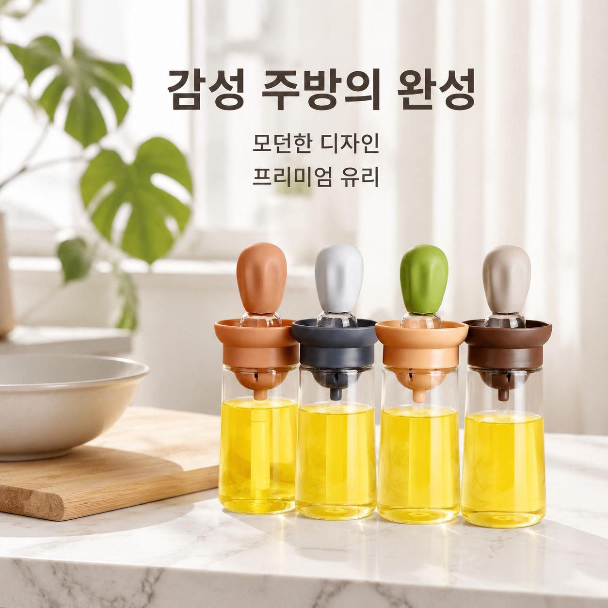 내열 자동흡수 가정용 유리병 브러시 바베큐 오일브러시 일체형