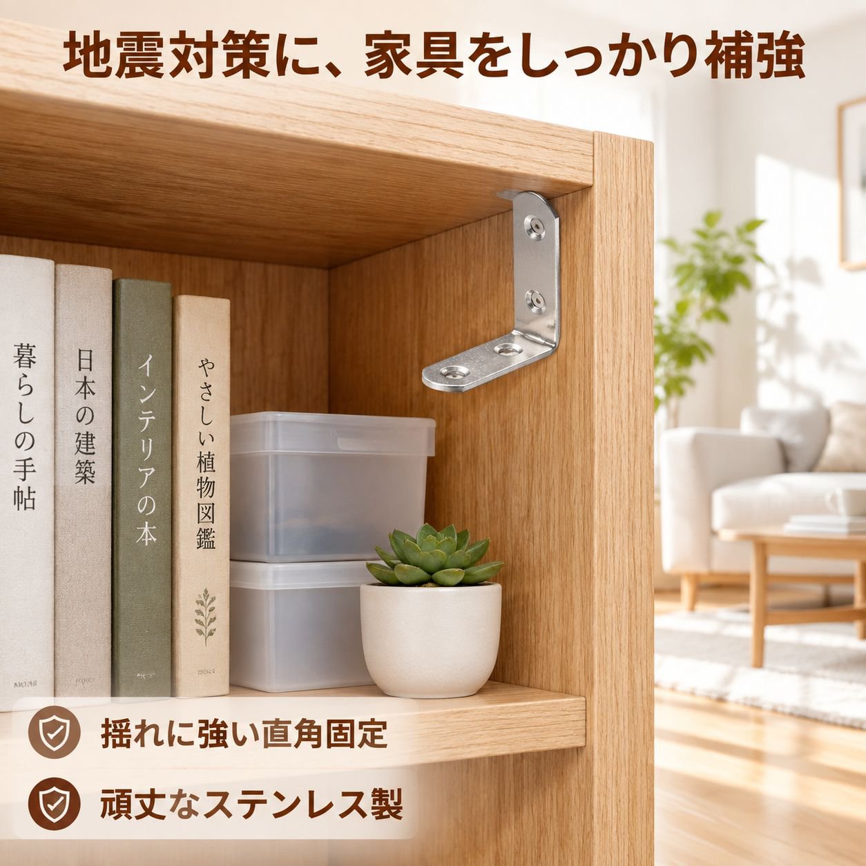 ステンレス製厚型L字直角固定金具 90度