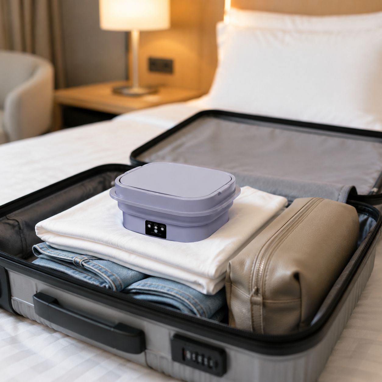 Space-saving laundry solution mini washing machine