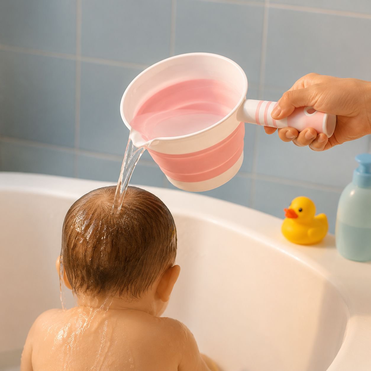 Silicone ladle folded for compact storage