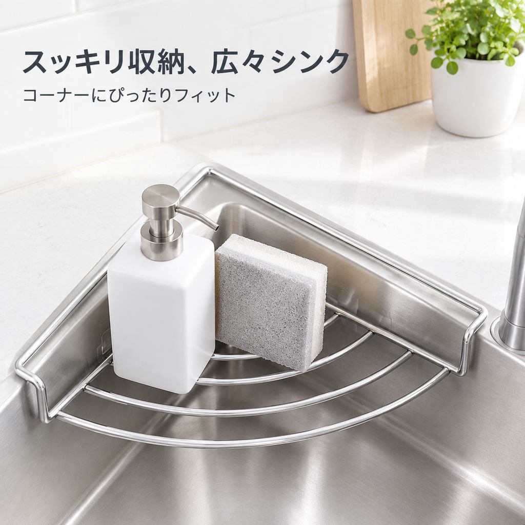 キッチン三角水切りラックシンク収納ラック雑巾収納蛇口周り収納料理用品