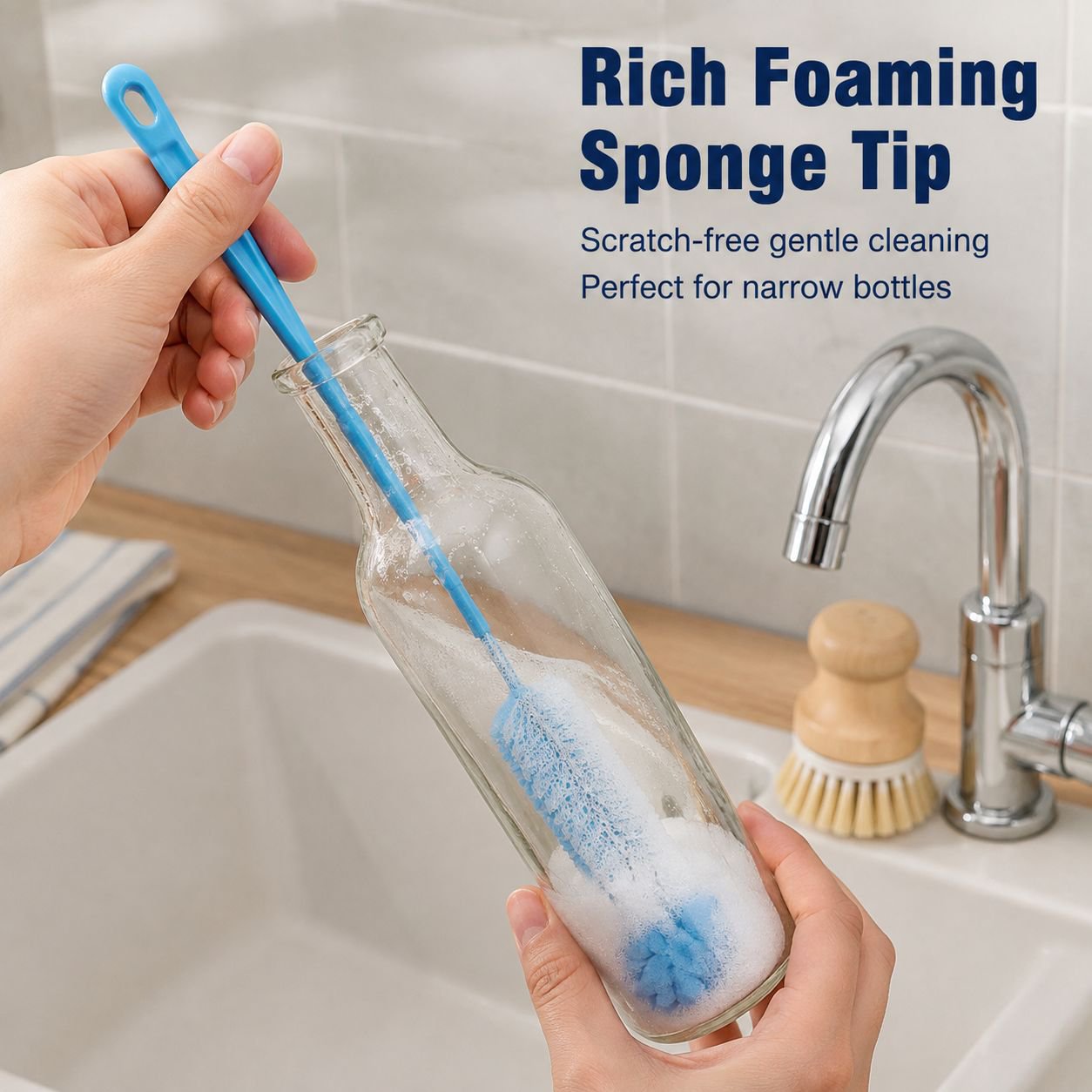 Multi-functional bottle and cup cleaning brush