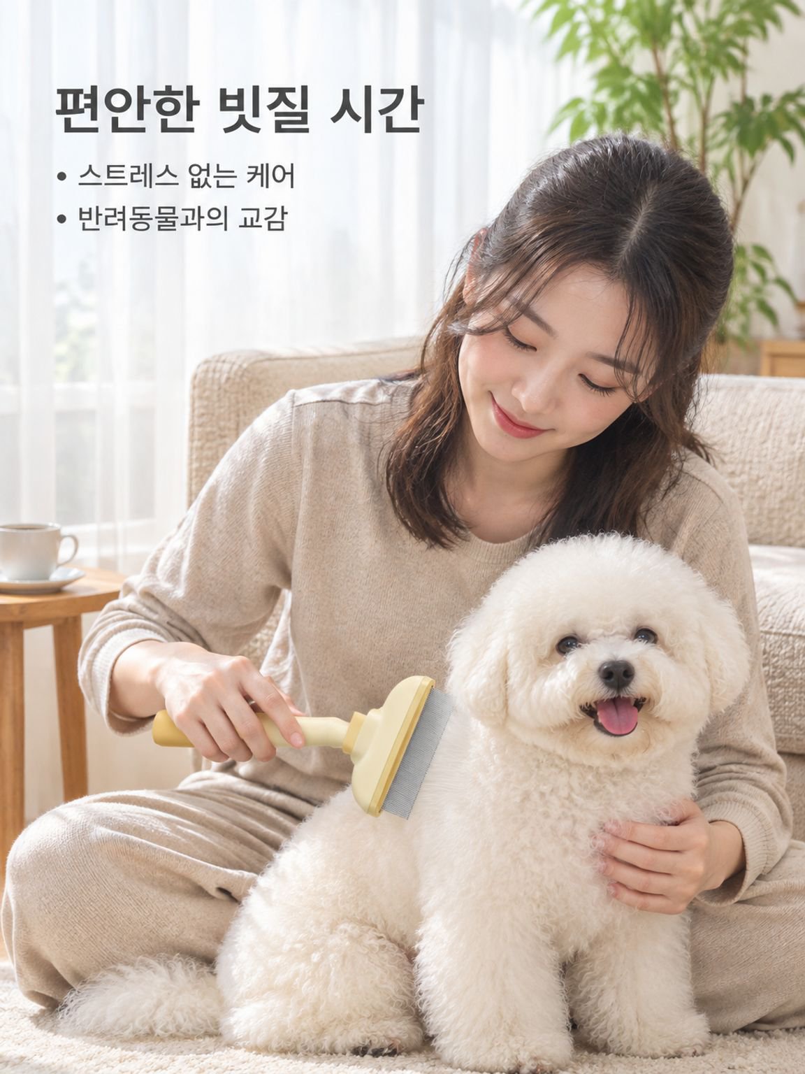 반려동물 용품 강아지 고양이 원터치 털제거 빗