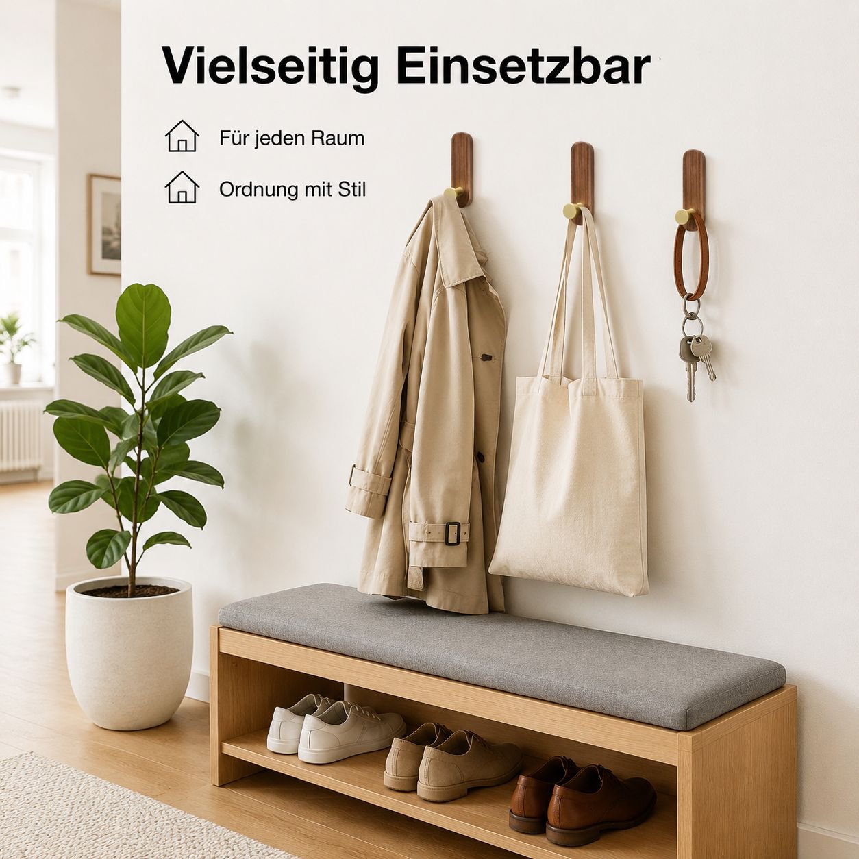 Skandinavischer Einfacher Holzhaken Wanddeko Haushaltsgarderobe