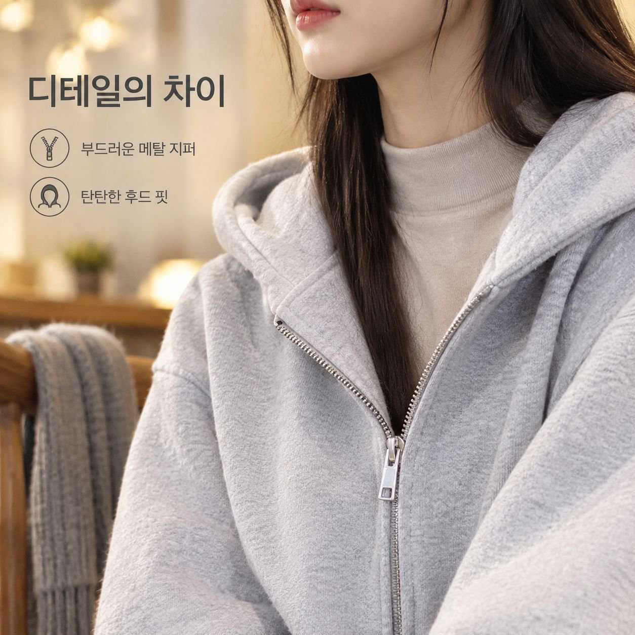 초가을용 여성 루즈핏 캐주얼 후드 재킷