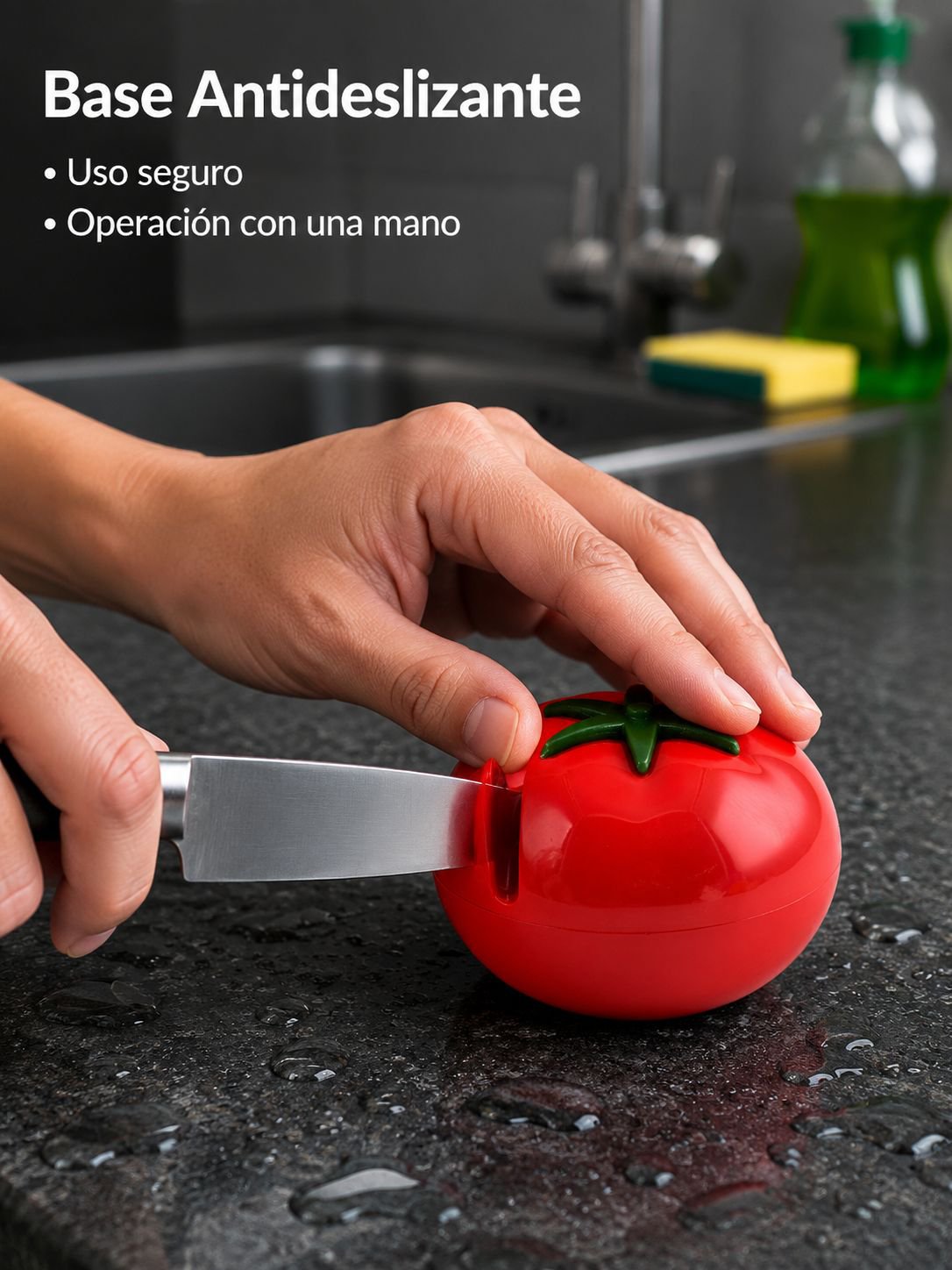 Afilador de cuchillos con forma de tomate, creativo y adorable