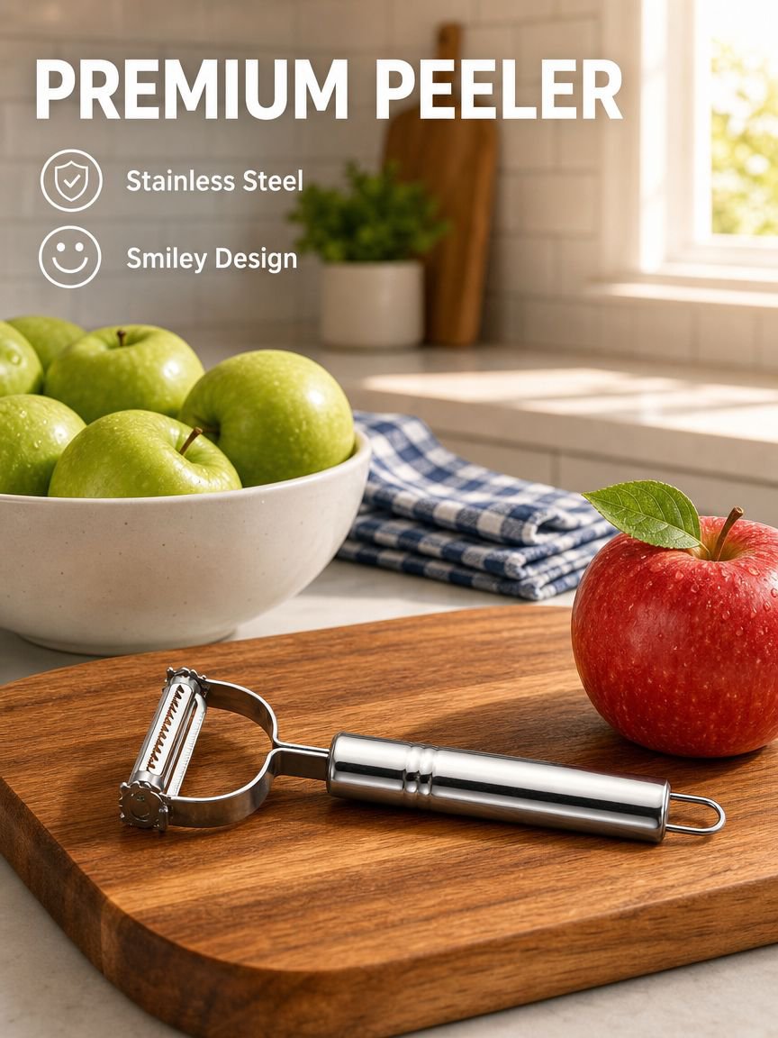 JMY - Stainless Steel Kitchen Gadgets for Restaurants and Homes: Fruit Peeler, Creative Smiley Face 