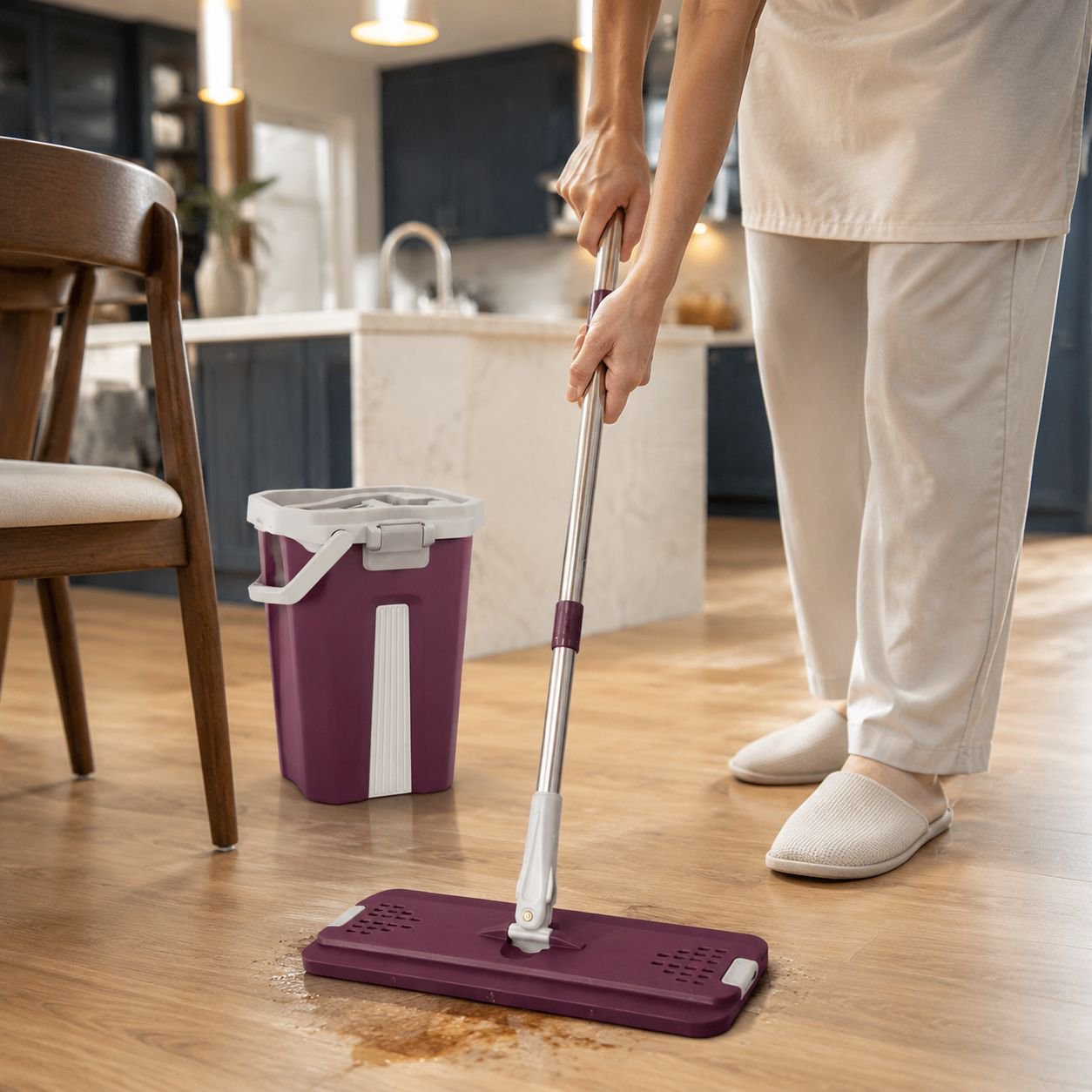 Extendable Handle Microfiber Flat Mop Multifunctional Floor Cleaner for Home