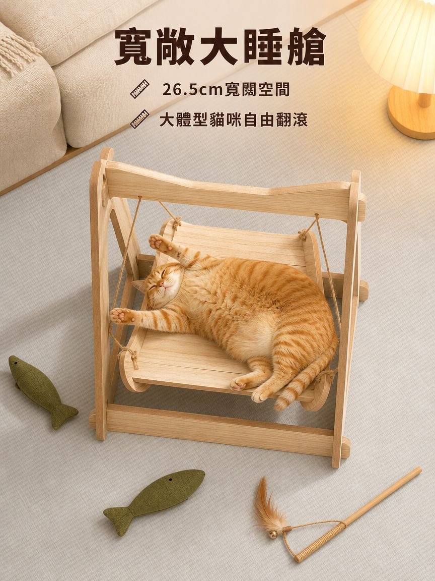 木製貓咪搖床