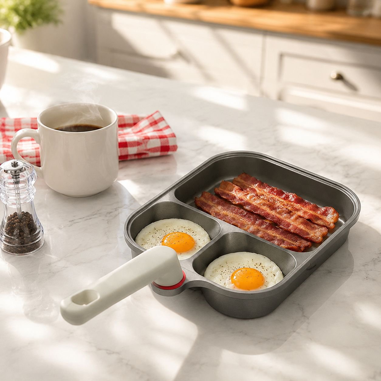 Titanium three-in-one frying pan breakfast pan non-stick pan fried egg hamburger non-stick thickened
