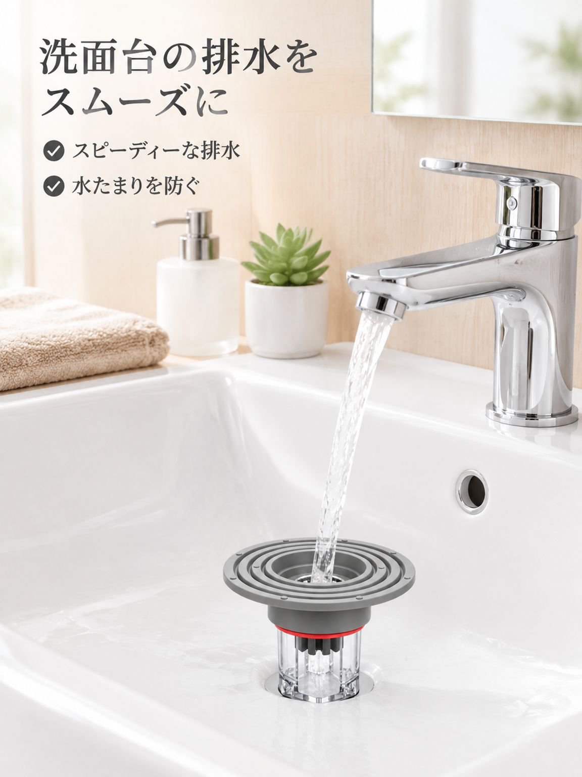 防臭・防虫用排水管向け大口径シリコンカバー