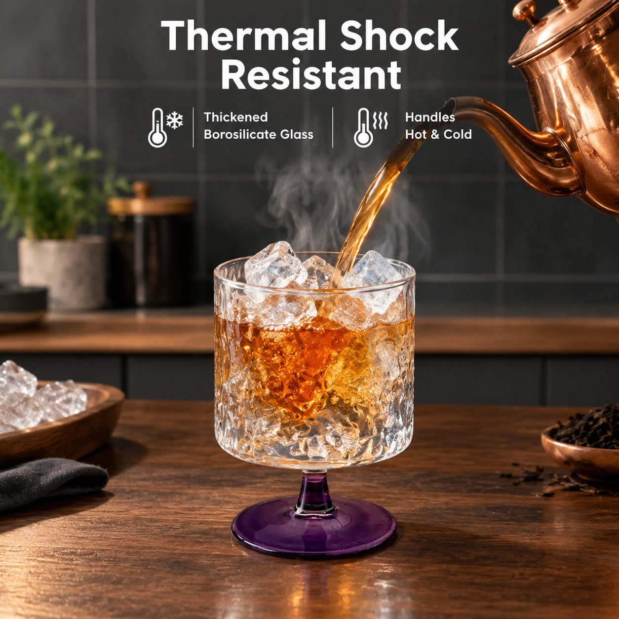 High Aesthetic Purple Stemmed Glass Cup