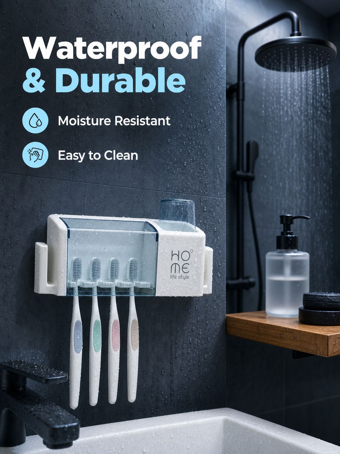 Wall-mounted electric toothbrush holder for bathroom, no drilling required, wash cup and toothbrush 