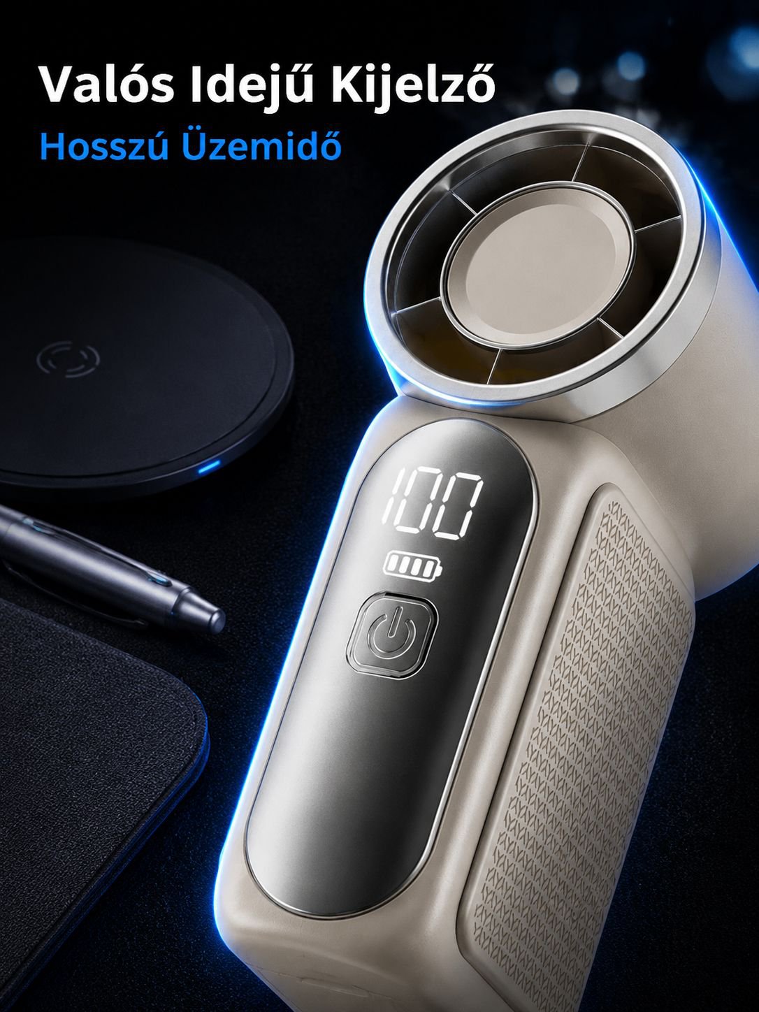 Hordozható kézi USB-s ventilátor, kültéri használatra