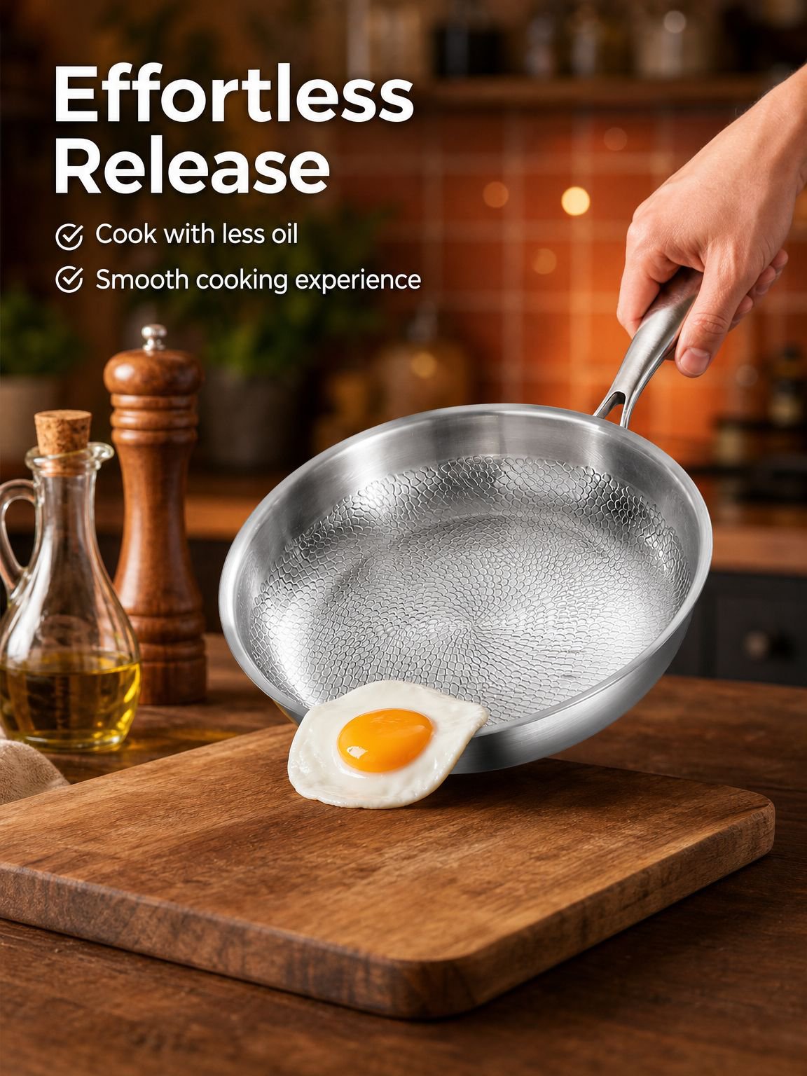 Uncoated Non-Stick Frying Pan