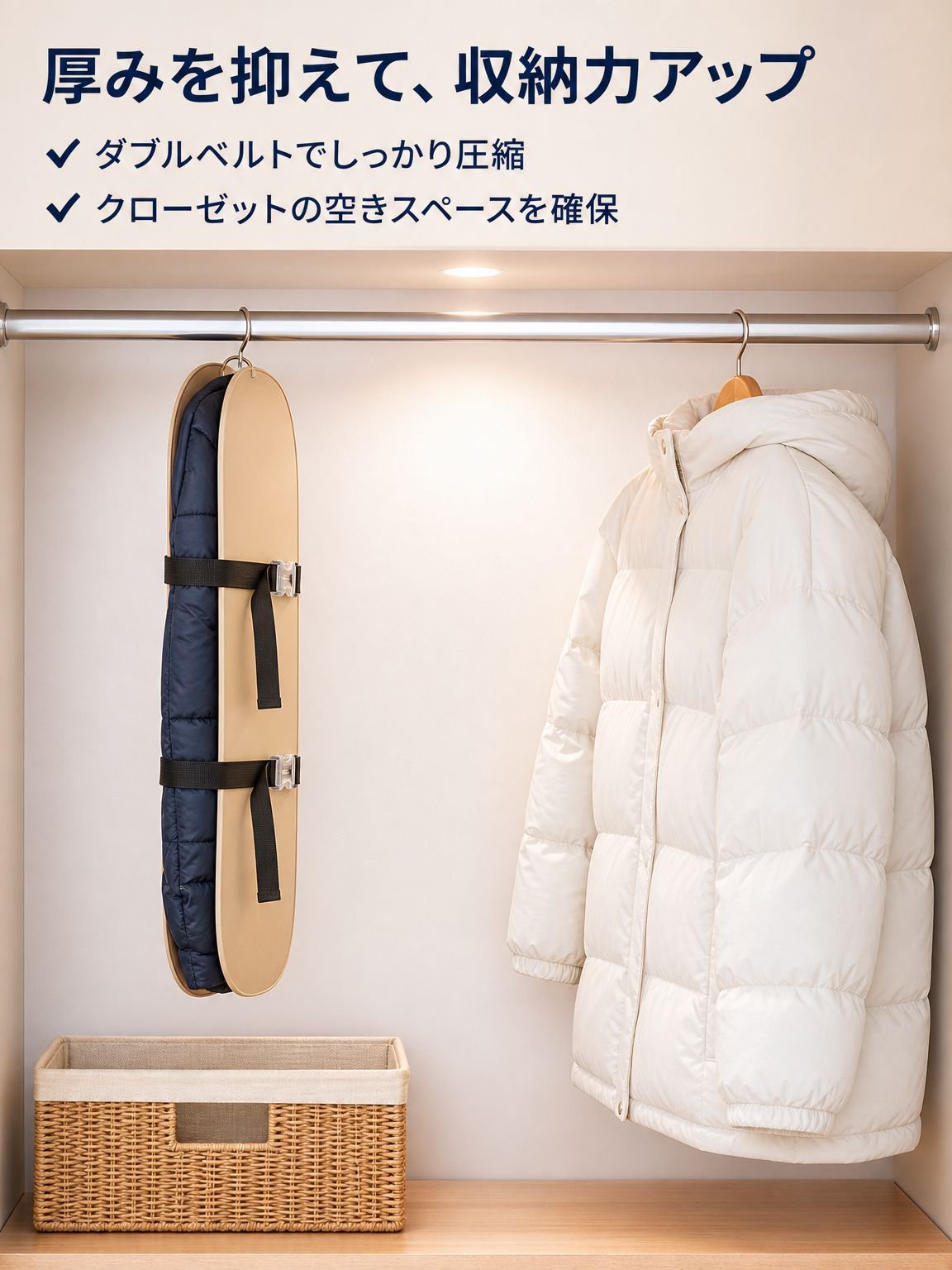 壁掛け式衣類収納圧縮ボード