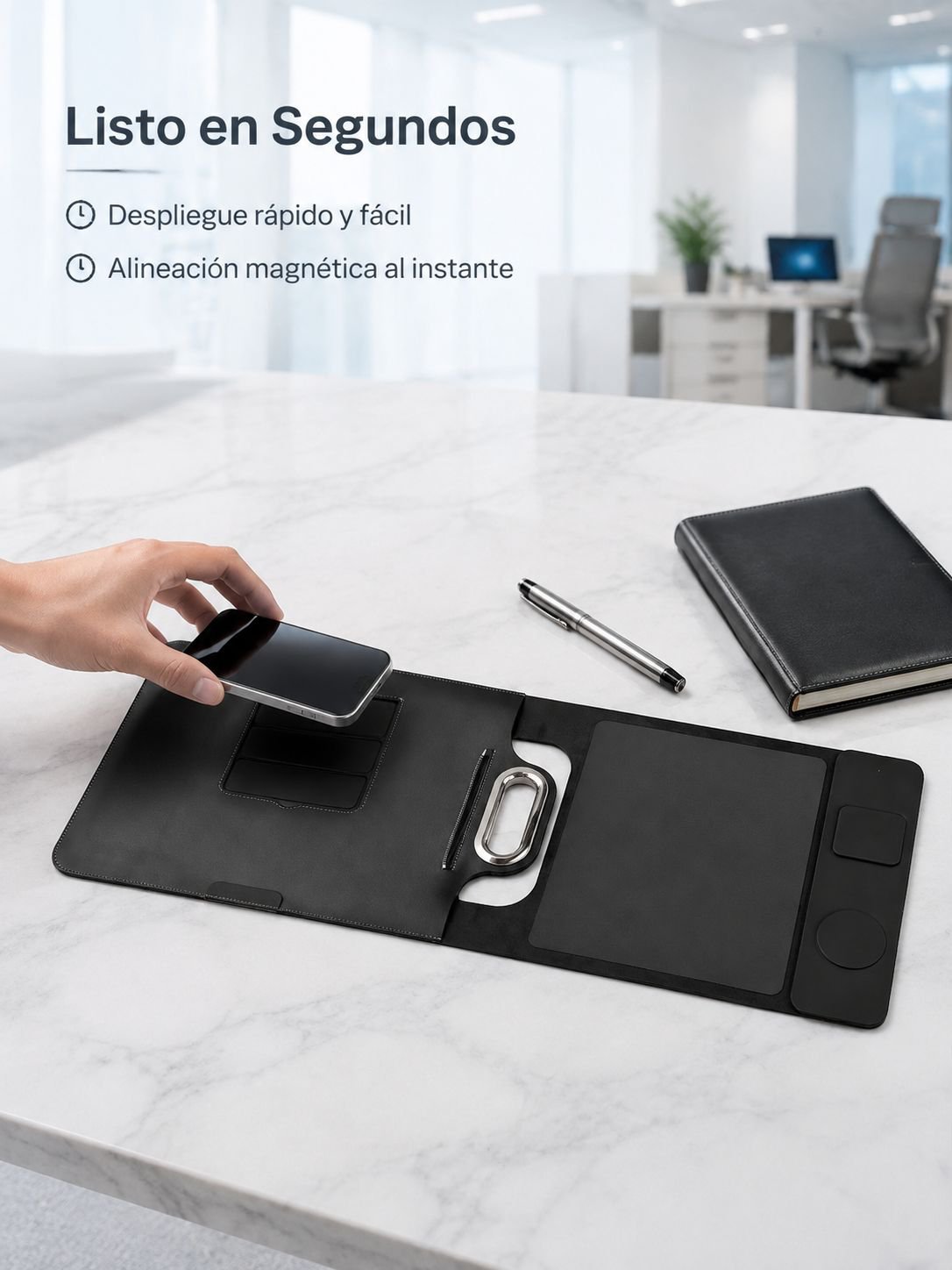 Mousepad de cuero con cargador inalámbrico integrado