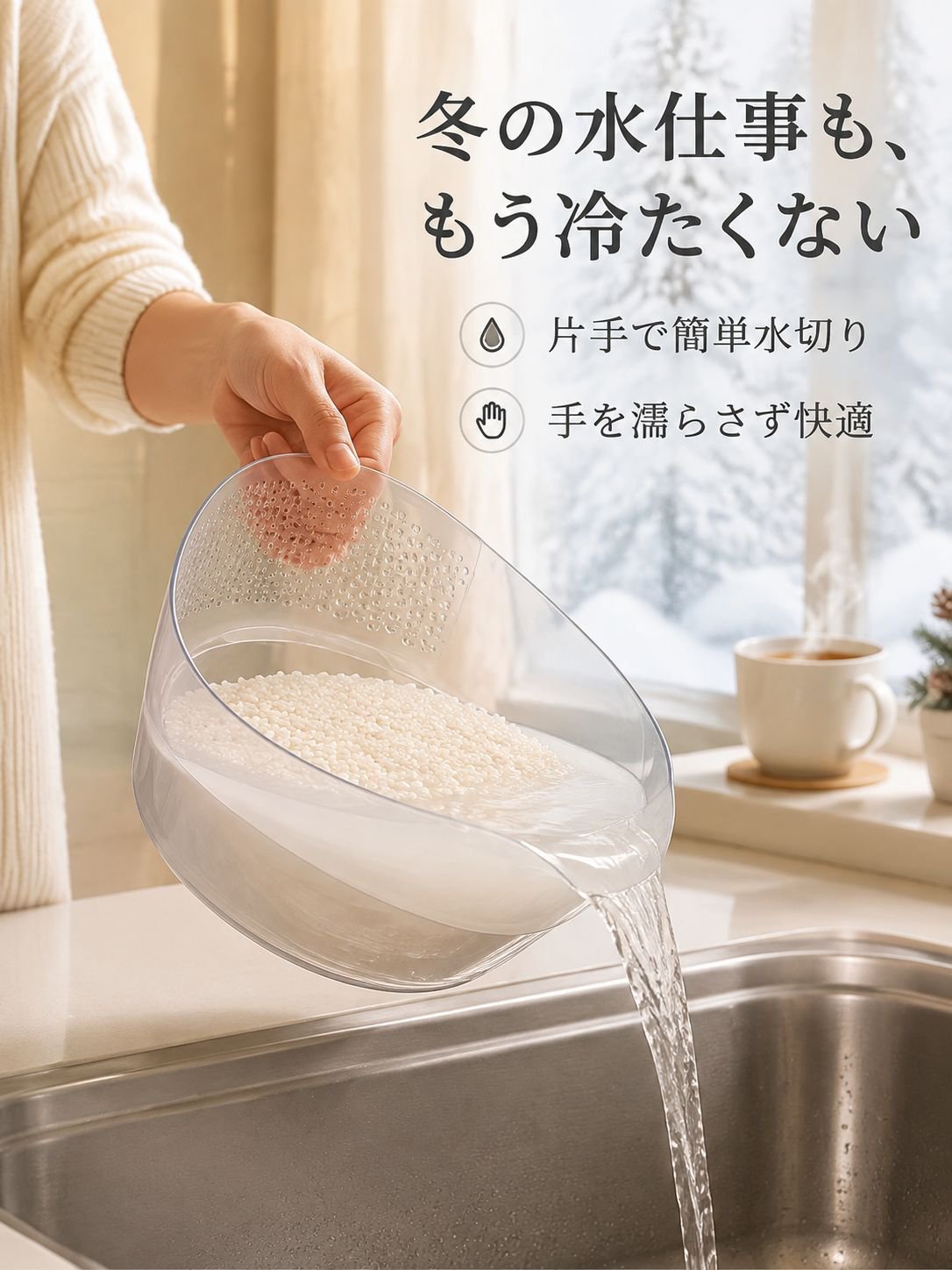 大容量の洗米・水切りバケツ