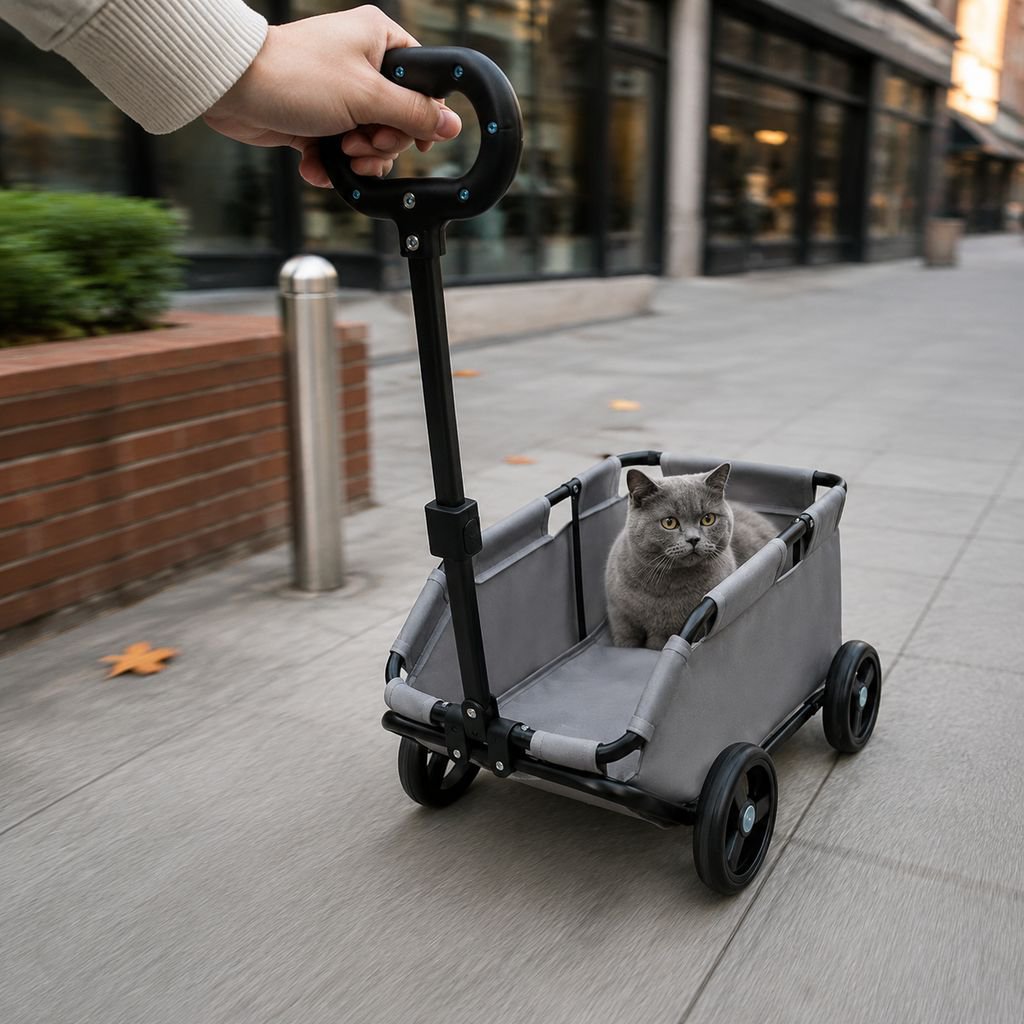 Kleiner Haustier-Kinderwagen für Hunde und Katzen, Teddy-Baby-Kinderwagen für die Reise, leichter fa