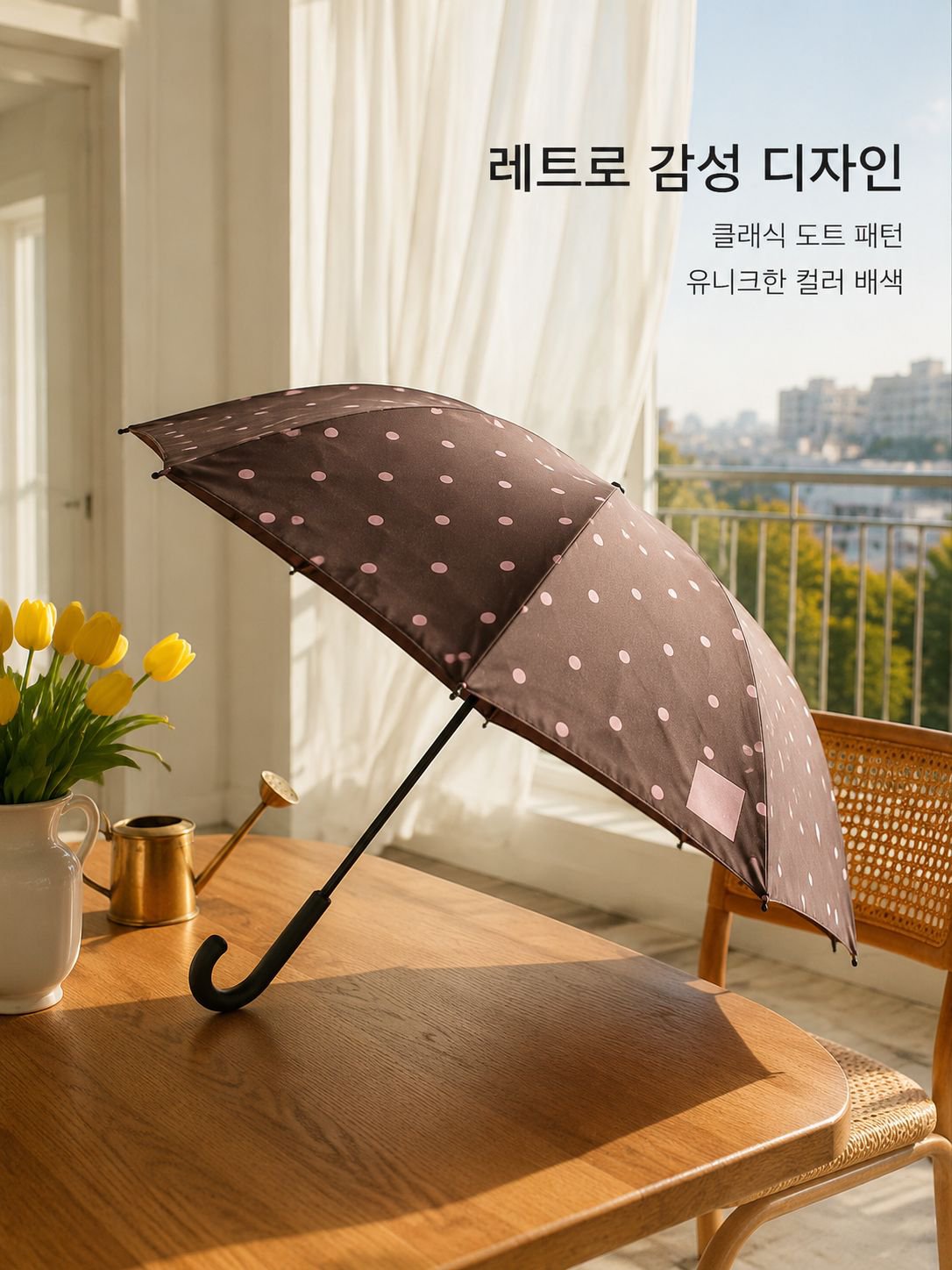 작은 물방울 무늬 접이식 우산