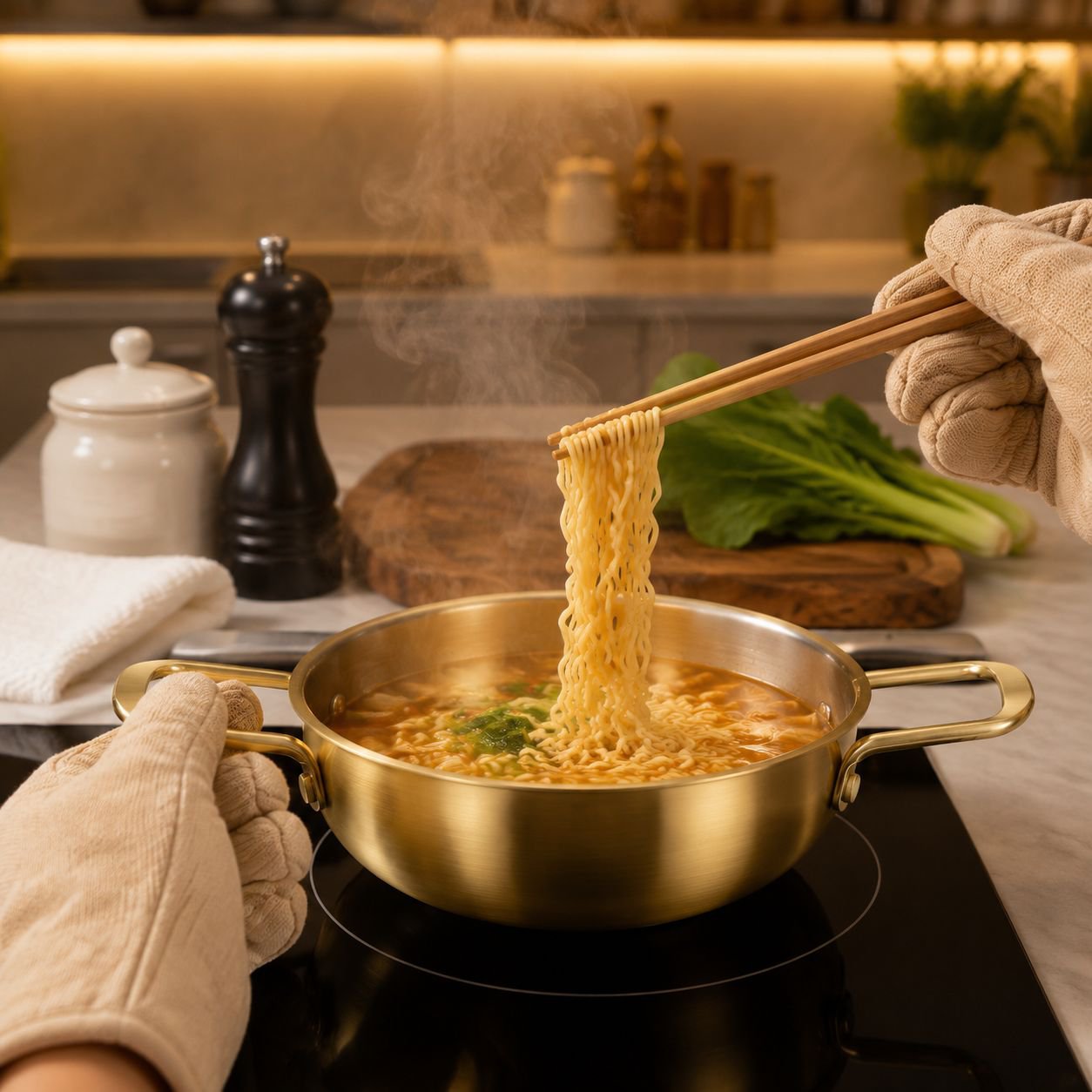 Multi-Functional Double-Ear Army Hot Pot, Golden Thickened Version, for Instant Noodles and Seafood