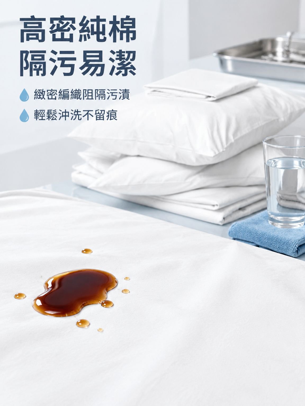 醫院床用純棉單人床單及枕套組合