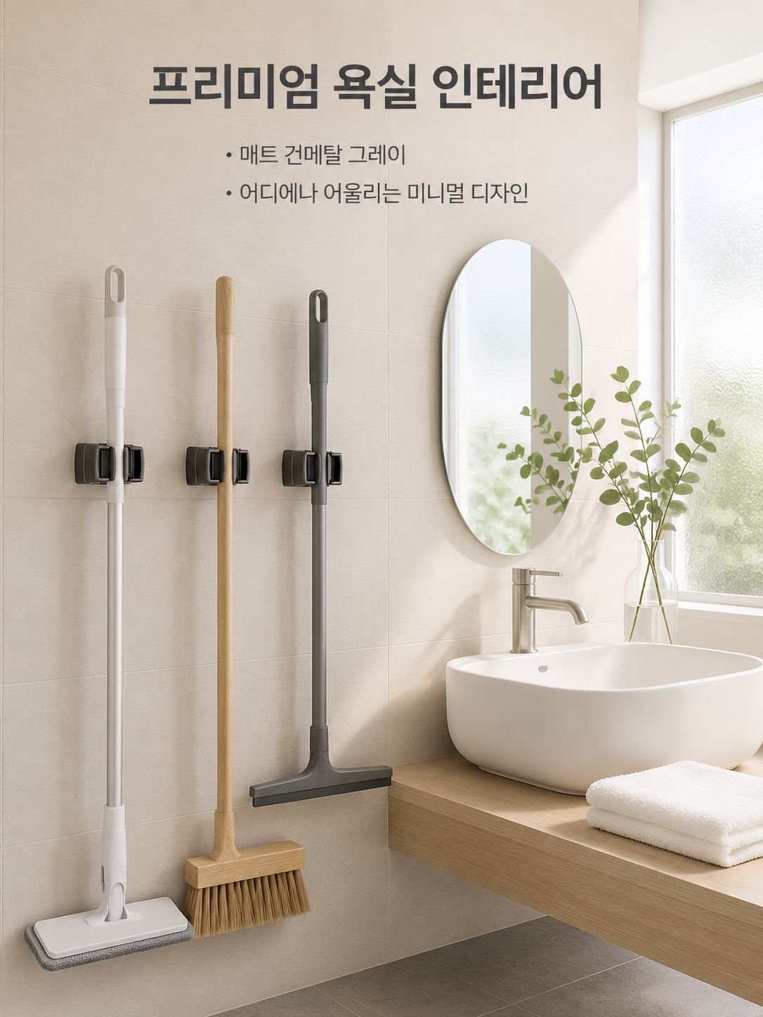 다기능 무타공 걸레걸이