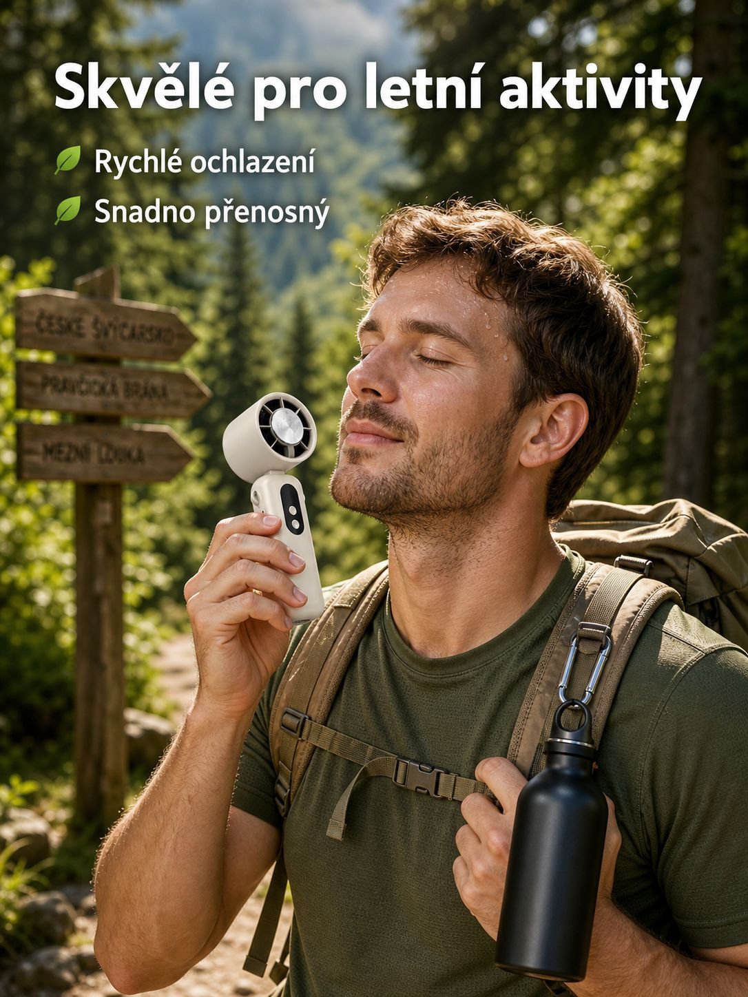 Vysoce výkonný ruční ventilátor s chlazením, přenosný venkovní větrák na krk