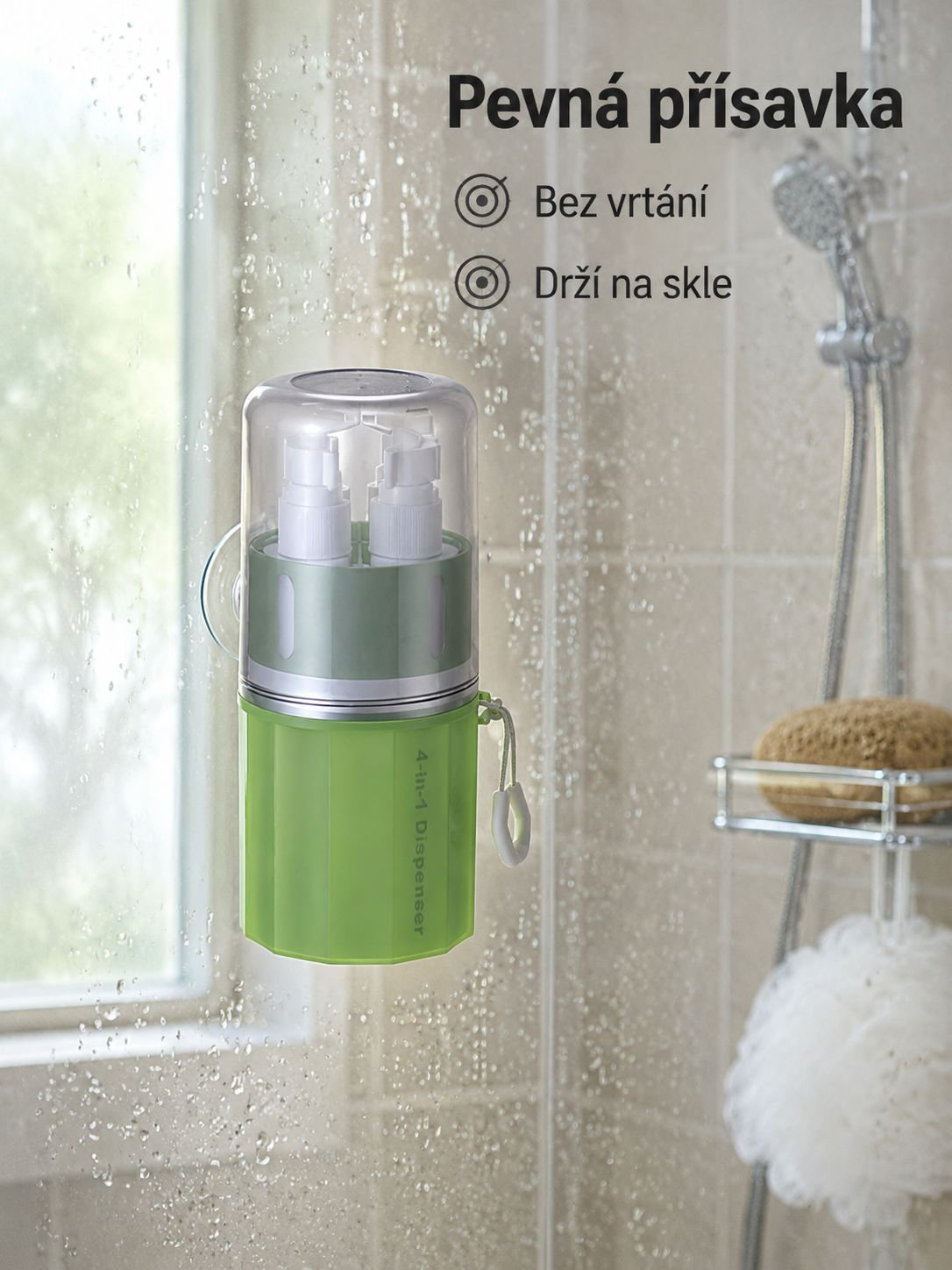 Nástěnný cestovní silikonový přísavkový 4v1 sprchový gel a produkty osobní péče