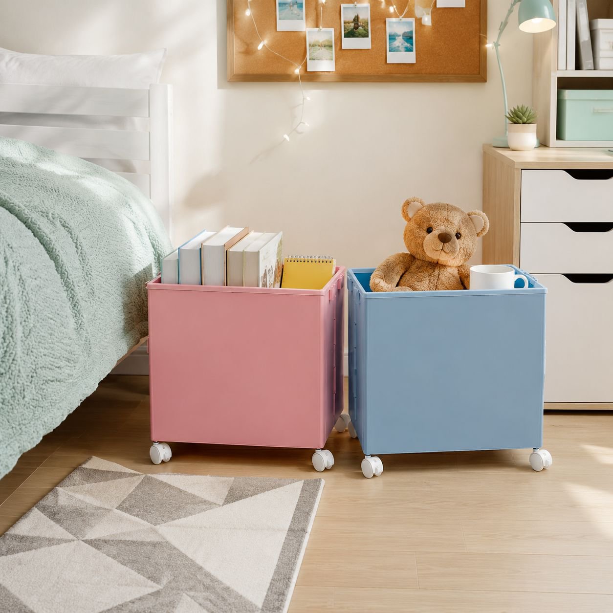 Portable under-desk trolley with wheels