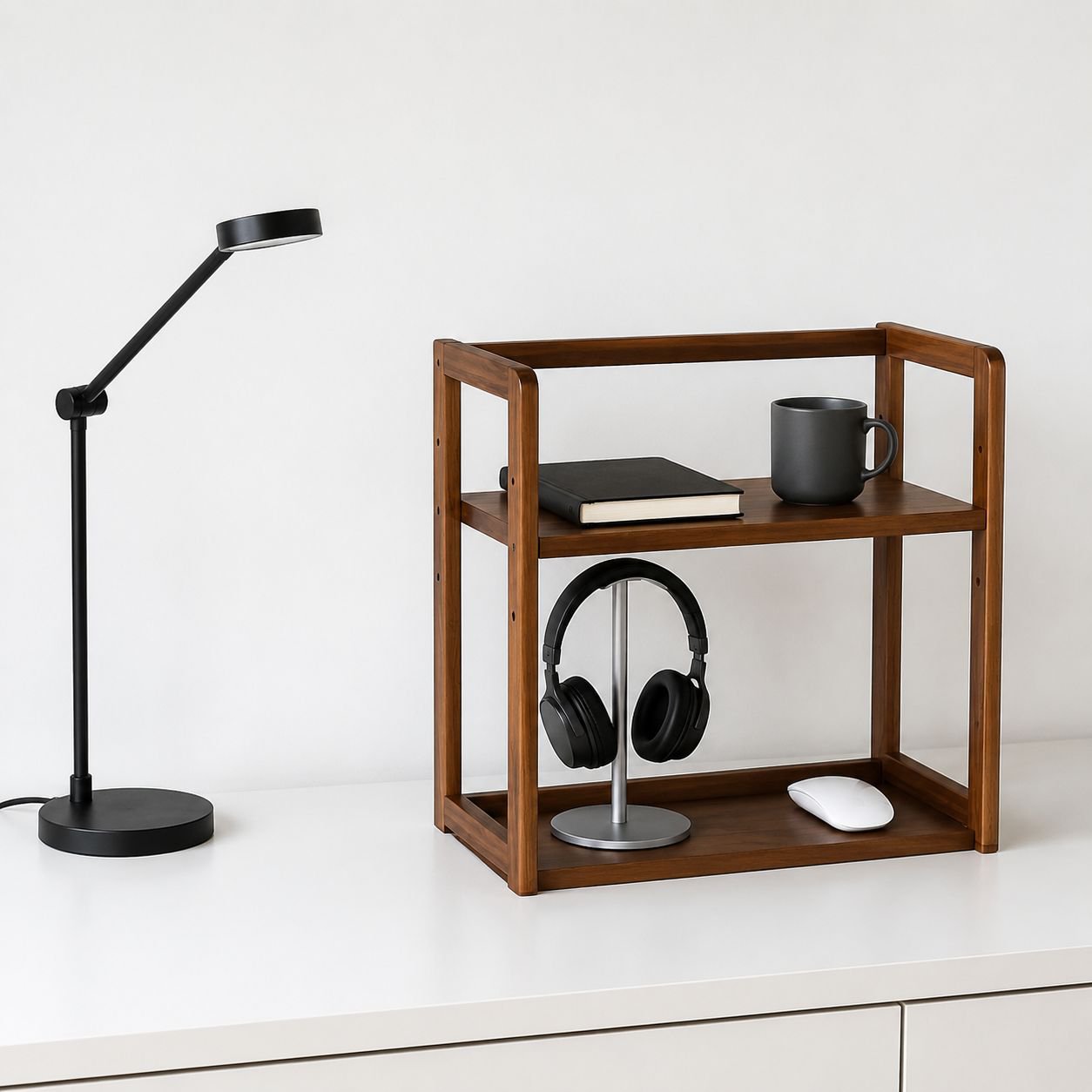 Organizador de accesorios de oficina en madera maciza