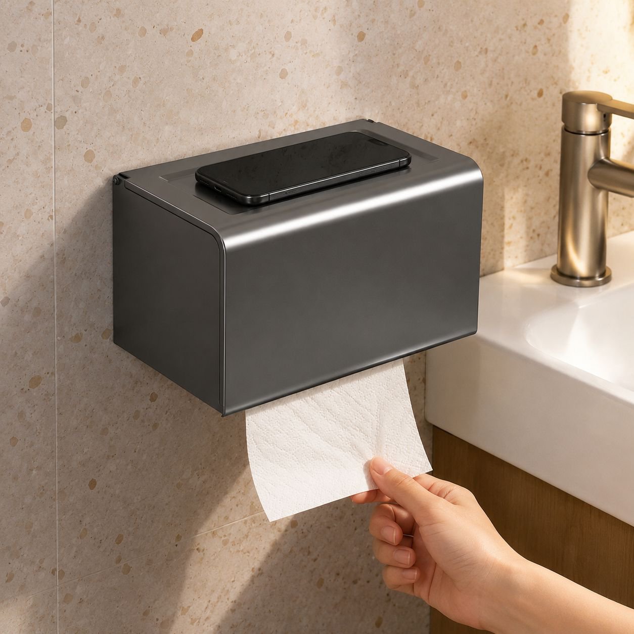 Non-drilling Bathroom Waterproof Tissue Holder