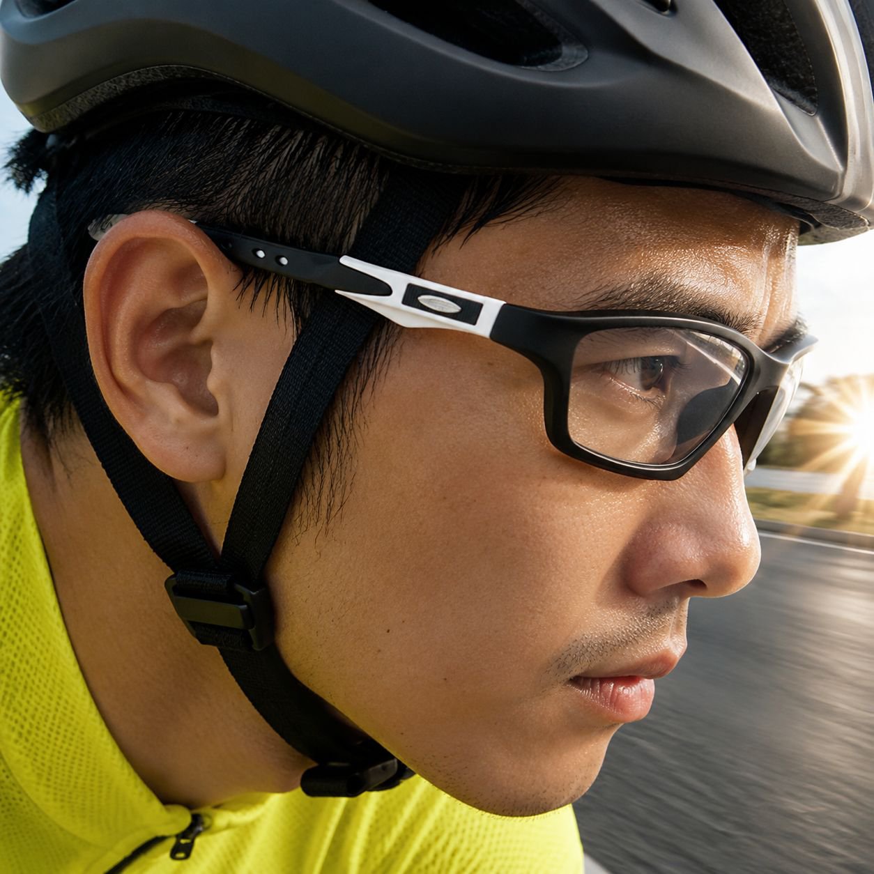 Close-up of new anti-slip silicone temple sleeves on glasses