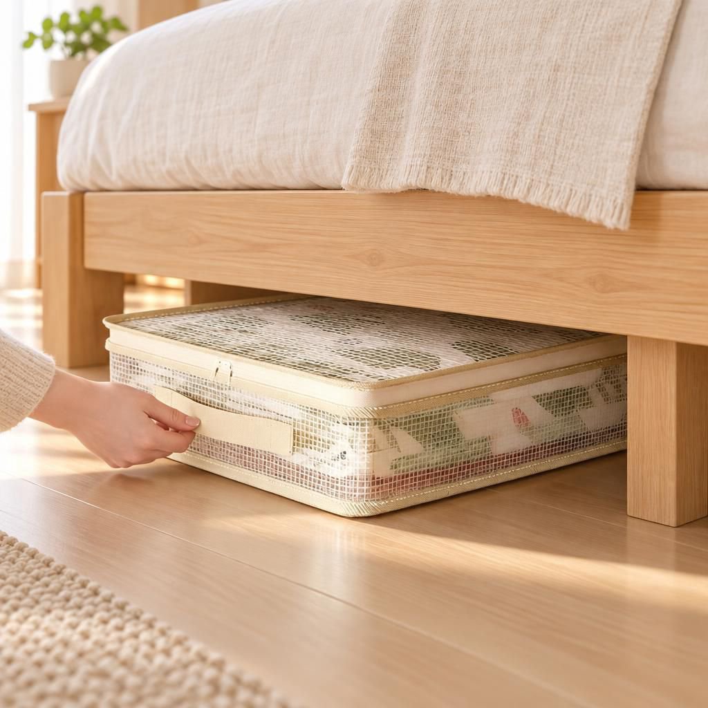 ベッドシーツや寝具をまとめて収納できる家庭用収納袋
