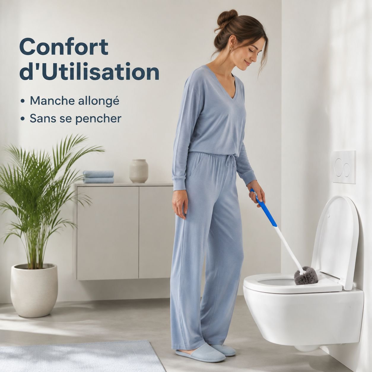 Brosse WC murale à long manche
